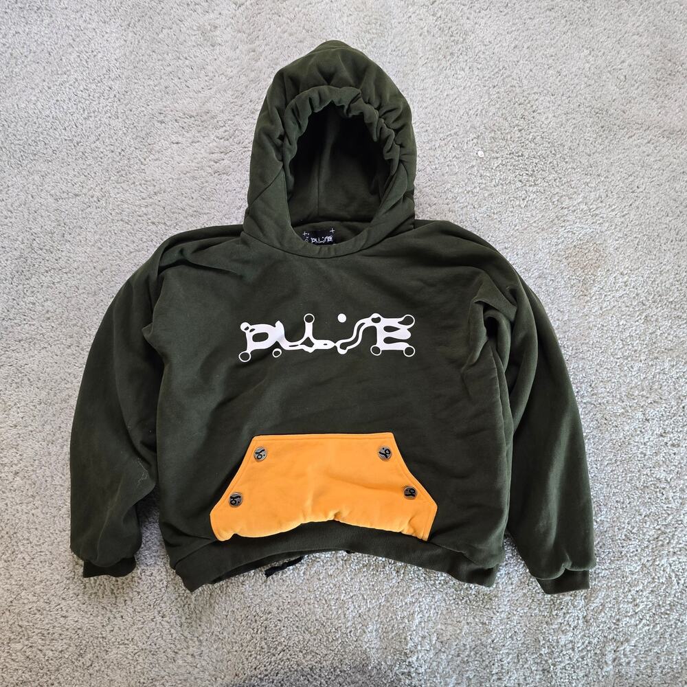 Pulse Designer No Brand Heavyweight Hoodie Y2K Supreme GUC Large Green RARE USA